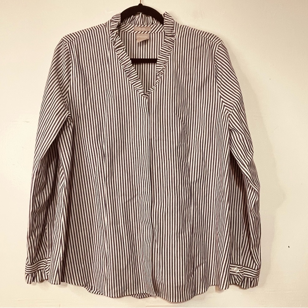 Chico's blue  and White Striped Blouse